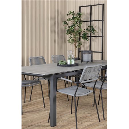 Levels Table 229/310 - Black/Grey, Lindos Armchair - Black Alu / Grey Rope_6