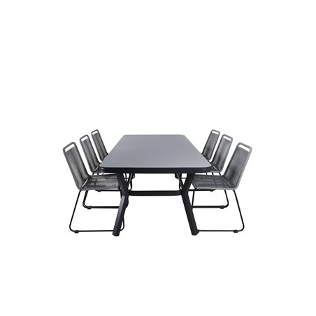 Virya Dining Table - Black Alu / Grey Glass - Big Table Lindos -tuoli