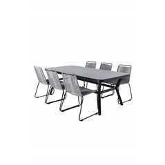 Virya Dining Table - Black Alu / Grey Glass - Big Table Lindos -tuoli