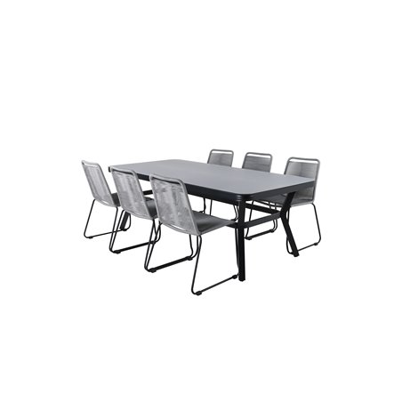 Virya Dining Table - Black Alu / Grey Glass - Big Table Lindos -tuoli