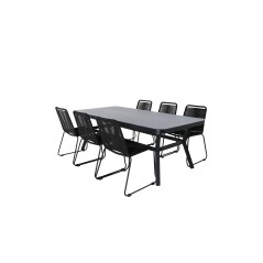 Virya Dining Table - Black Alu / Grey Glass - Big Table Lindos Stacking -tuoli