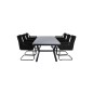 Virya Dining Table - Black Alu / Grey Glass Big Table+Lindos Carmstol: Epäonnistunut musta teräs