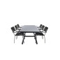 Virya Dining Table - Black Alu / Grey Glass Big Table+Lindos Armchair - Black Alu / Black Rope