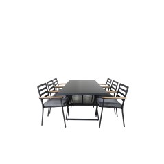 Dallas Dining Table+Brasilia Carmstol - Black Alu/Teak_6