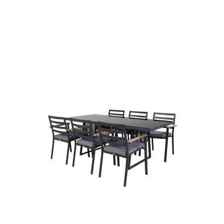 Dallas Dining Table+Brasilia Carmstol - Black Alu/Teak_6