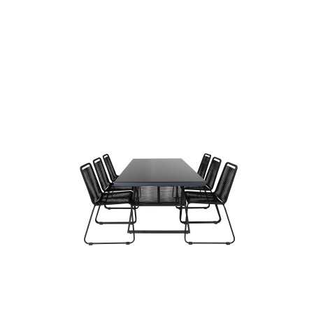 Dallas Dining Table+Lindos Stacking Chair - Black Alu / Black Rope_6