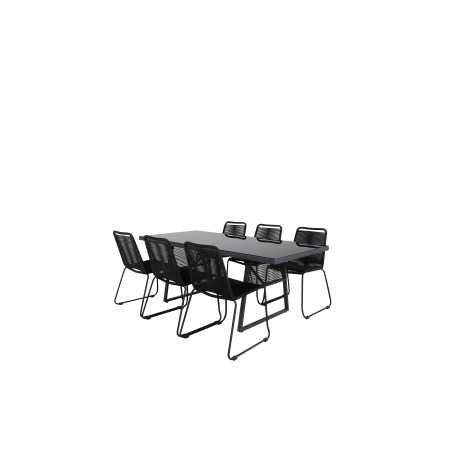 Dallas Spisebord + Lindos Barstol - Sort Alu / Sort rep_6