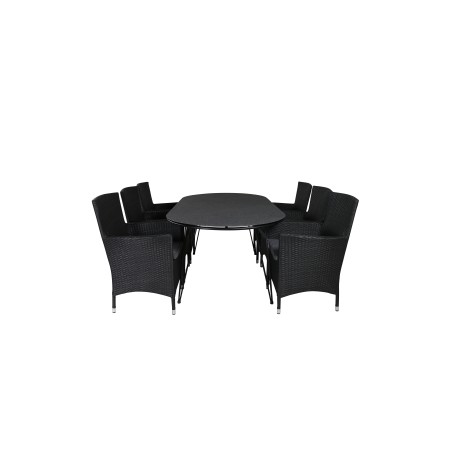 Viga Dining Table - Black Steel / Grey Spray -jäätelö - 200*100cm, Malin Armchair - Black/Grey_6