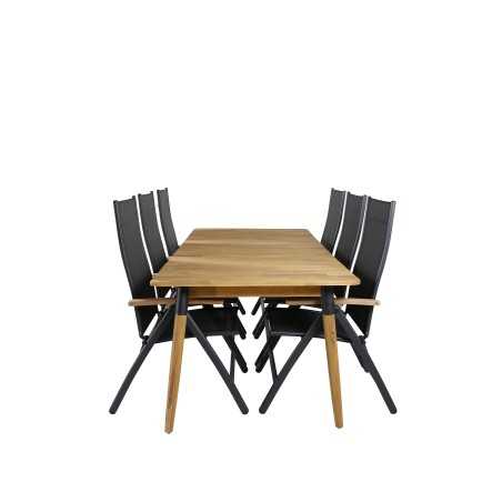 Julian Dining Table - Acasia - 210*100cm, Panama Light 5-pos-tuoli Black/Black ja Tek_6