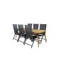 Julian Dining Table - Acasia - 210*100cm, Panama Light 5-pos-tuoli Black/Black ja Tek_6