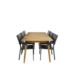 Julian Dining Table - Acasia - 210*100cm, Levels Chair (stackable) - Black Alu / Black Aintwood_6