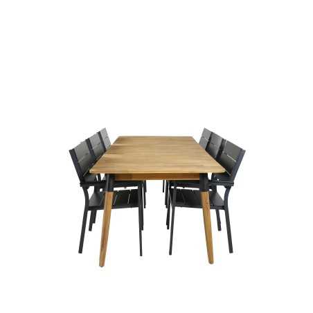 Julian Dining Table - Acasia - 210*100cm, Tasotuoli (pinottavissa) - Black Alu / Black Aintwood