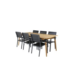 Julian Dining Table - Acasia - 210*100cm, Levels Chair (stackable) - Black Alu / Black Aintwood_6