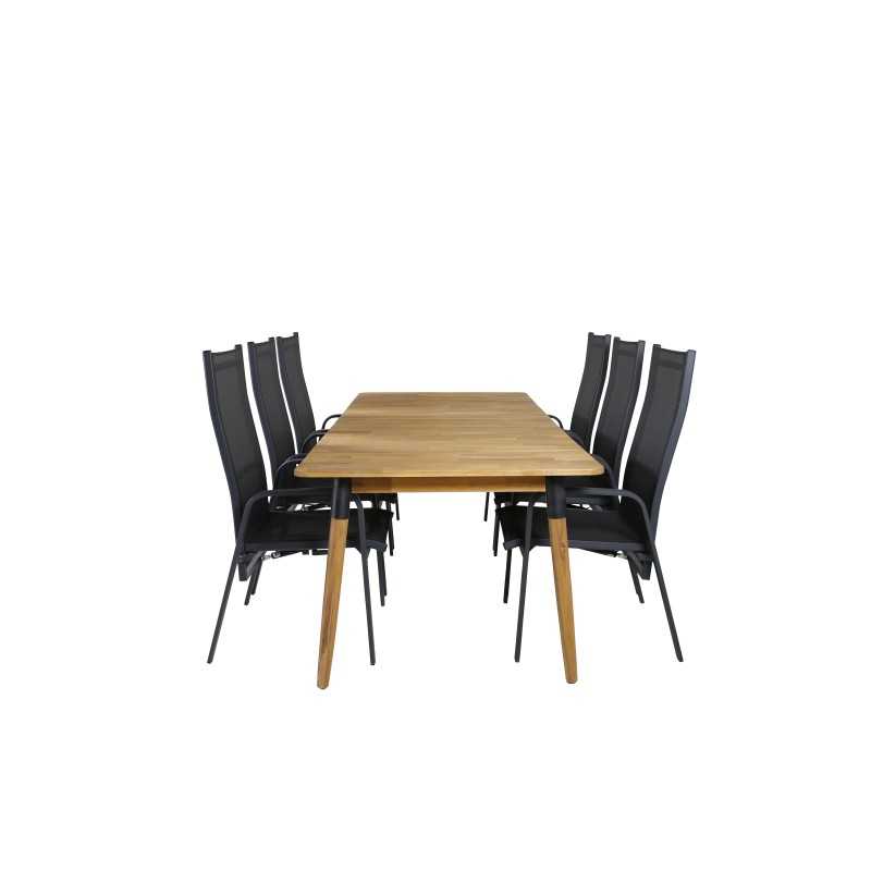 Julian Dining Table - Acasia - 210*100cm, Copacabana Recliner -tuoli