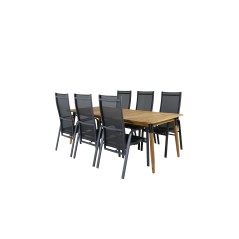 Julian Dining Table - Acasia - 210*100cm, Copacabana Recliner Chair  - Black/Black_6