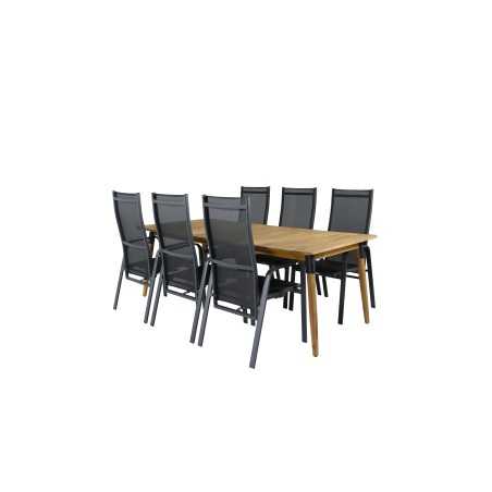 Julian Dining Table - Acasia - 210*100cm, Copacabana Recliner -tuoli