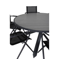 Parma - Table ø 140 - Black Alu /Grey Aintwood, Alina Dining Chair - Black Alu / Black Textilene_6