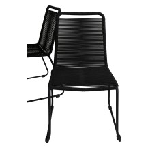 Mexiko Tabell Ø 140 - Svart / Teak, Lindos Stapelbar stol - Svart Aluminium / Svart Rep_6