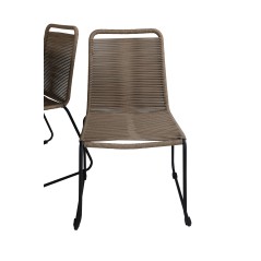 Mexico Table ø 140 - Black/Teak, Lindos Stacking Chair - Black Alu / Latte Rope_6