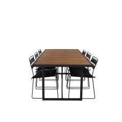 Khung Dining Table - Black Steel / Acacia (teklook) - 200*100cm+Lina Dining Chair - Black_6