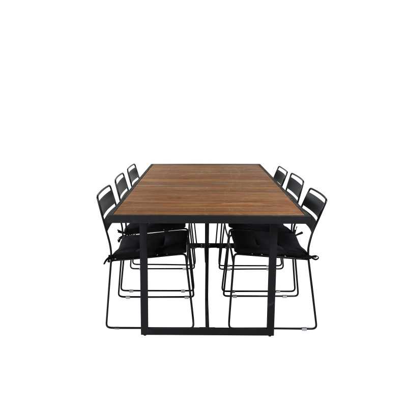 Khung mat bord - Svart Stål / Acacia (Teklook) - 200 * 100cm + Lina Matsalstol - svart_6