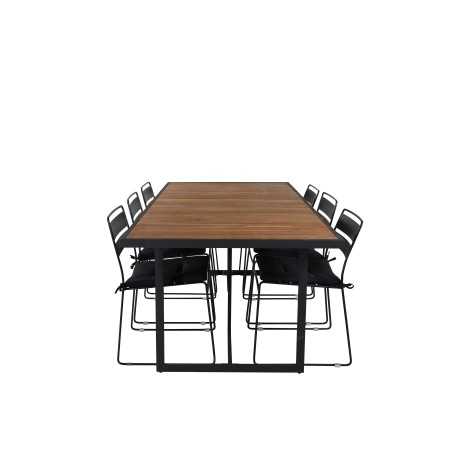 Khung Dining Table - Black Steel / Acacia (teklook) - 200*100cm+Lina Dining Chair - Black_6