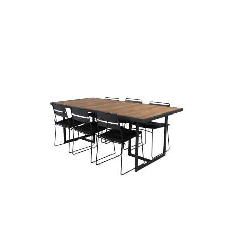 Khung mat bord - Svart Stål / Acacia (Teklook) - 200 * 100cm + Lina Matsalstol - svart_6
