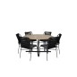 Cruz Dining - Black Steel / Acacia (teak look) ø140cm, Julian Dining Chair - Black Steel / Black Rope 6 6