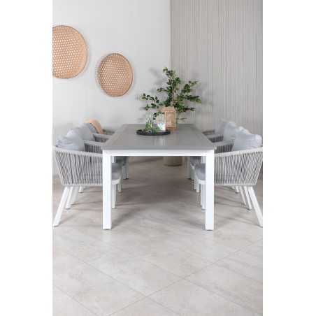 Albany Table - 224/324 - White/GreyVirya Dining Chair - White Alu / Grey Cushion