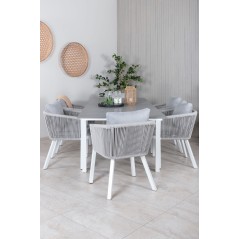 Levels Table 160/240 - White/GreyVirya Dining Chair - White Alu / Grey cushion _6