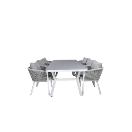 Virya Dining Table - White Alu / Grey Glass - big table+Virya Dining Chair - White Alu / Grey cushion _6