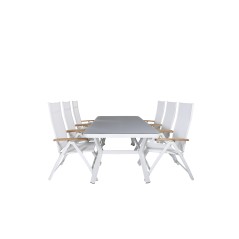 Virya Dining Table - White Alu / Grey Glass - Big Table Panama Light 5-pos Valkoinen/valkoinen