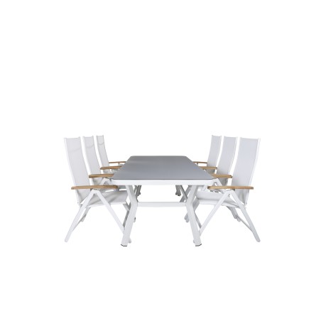 Virya Dining Table - White Alu / Grey Glass - big table+Panama Light 5-pos Chair White / white_6