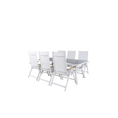 Virya Dining Table - White Alu / Grey Glass - big table+Panama Light 5-pos Chair White / white_6