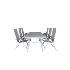 Virya Dining Table - White Alu / Grey Glass - Big Table Albany Light 5-pos valkoinen alu