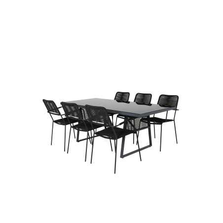 Dallas Dining Table+Lindos Armchair: Black Alu / Black Rope