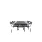 Dallas Dining Table+Lindos Armchair - Black Alu / Harmaa köysi