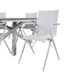 Copacabana Table ø 140 - White/Grey, Alina Dining Chair - white Alu / White Textilene_6