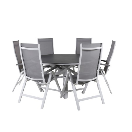 Copacabana Table ø 140 - White/Grey, Albany Light 5-pos white alu / Grey Textilene_6