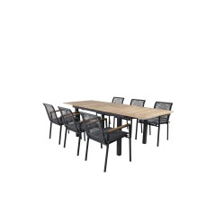 Panama Table 152/210 - Black/Teak, Dallas Dining Chair_6