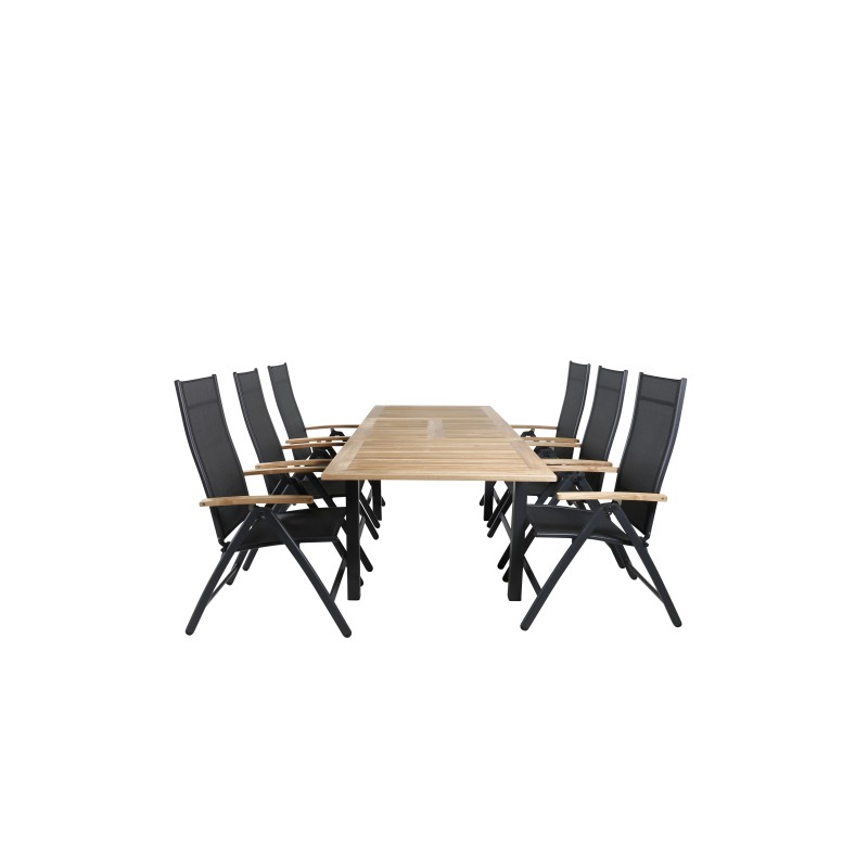 Panama Tabell 152/210 - Svart / teak, Panama Light 5-Pos stol svart / svart och teak_6