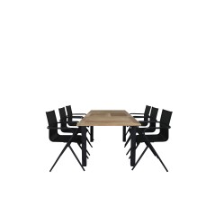 Panama Table 152/210 - Black/Teak, Alina Dining Chair - Black Alu / Black Textilene_6