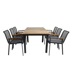 Mexico Table 160/240*90 - Black/Teak, Dallas Dining Chair_6