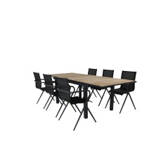 Mexico Table 160/240*90 - Black/Teak, Alina Dining Chair - Black Alu / Black Textilene_6