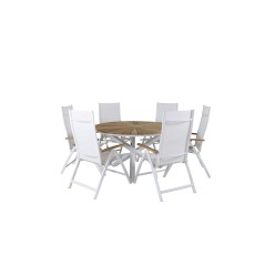 Mexico Table ø 140 - White/Teak, Panama Light 5-pos Chair White / white_6