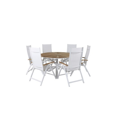 Mexico Table ø 140 - White/Teak, Panama Light 5-pos Chair White / white_6