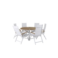 Mexico Table ø 140 - White/Teak, Panama Light 5-pos Chair White / white_6