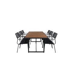 Khung Dining Table - Black Steel / Acacia (teklook) - 200*100cm+Nicke Dining chair w. armrest - Black Steel_6