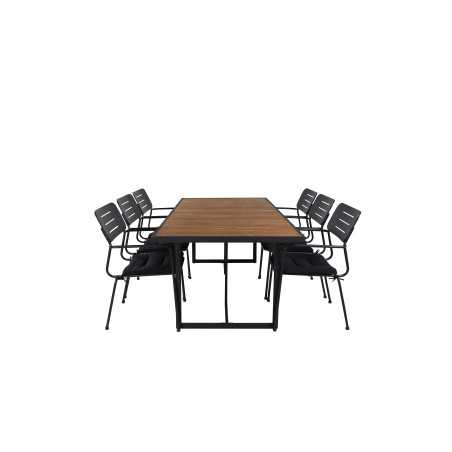 Khung Dining Table - Black Steel / Acacia (teklook) - 200*100cm+Nicke Dining chair w. armrest - Black Steel_6