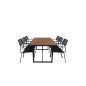 Khung illallinen Taulukko - Black Steel / Acacia (teklook) - 200*100cm+ Nicke Dining -tuoli